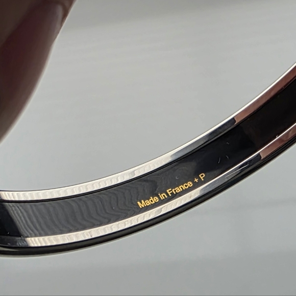 ** Authentic ** Hermes Bangle Bracelet Blue Black Enamel - Picture 5 of 8